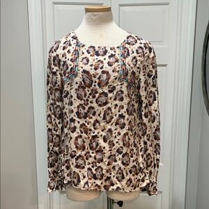 Savanna Jane sz L animal print with embroidery long sleeve top
